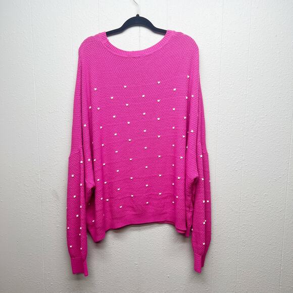 LTS Barbiecore Party Event Casual Womens Pullover Knit Sweater Size 22-24 Tall - Picture 7 of 14